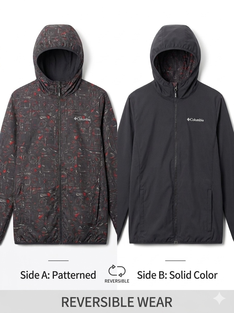 Columbia Youth Unisex Reversible Hooded Jacket Size L（14/16）
